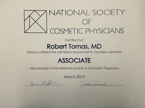 Robert E Tomas certificate